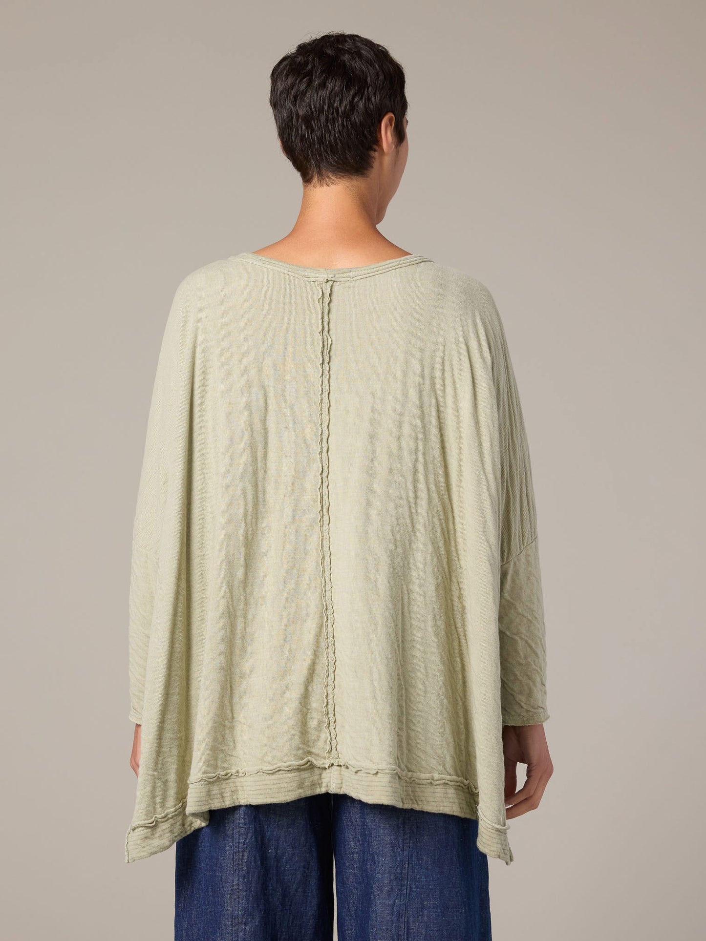One Sized Deep V-Neck Doublecloth Top by Cut-Loose