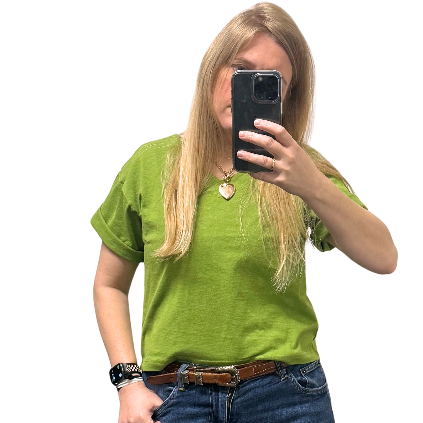 Short Sleeve V-Neck Crop Tee by Pacificotton
