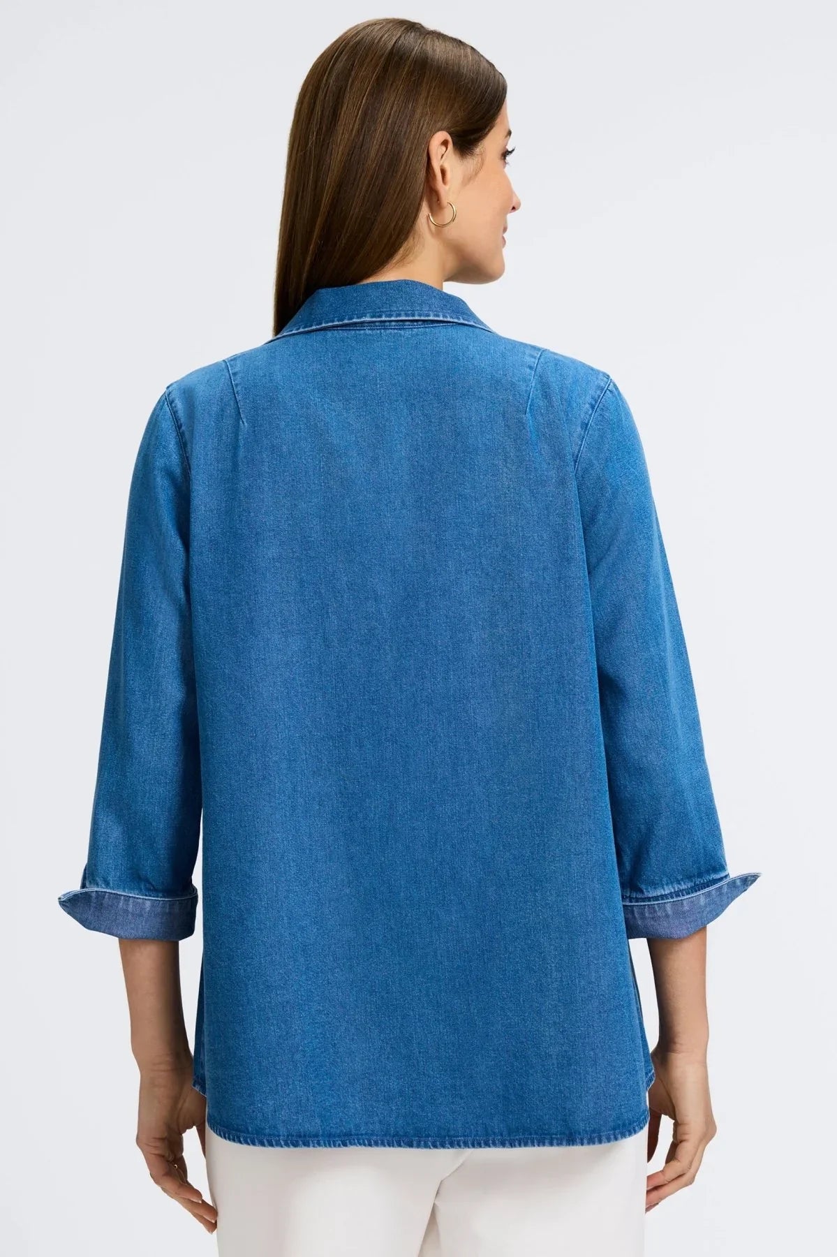 Agnes Tencel® Denim 3/4 Sleeve Shirt by Foxcroft