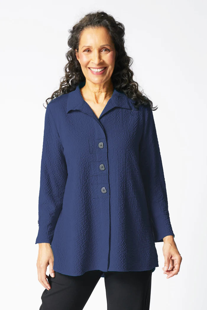 Crinkle Crepe Solid Patch Button Tunic by Habitat