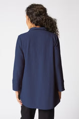 Crinkle Crepe Solid Patch Button Tunic by Habitat