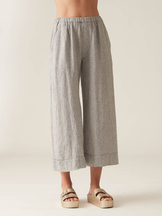 Pleated Cropped Pant in Linen Cotton Crosshatch by Cut-Loose