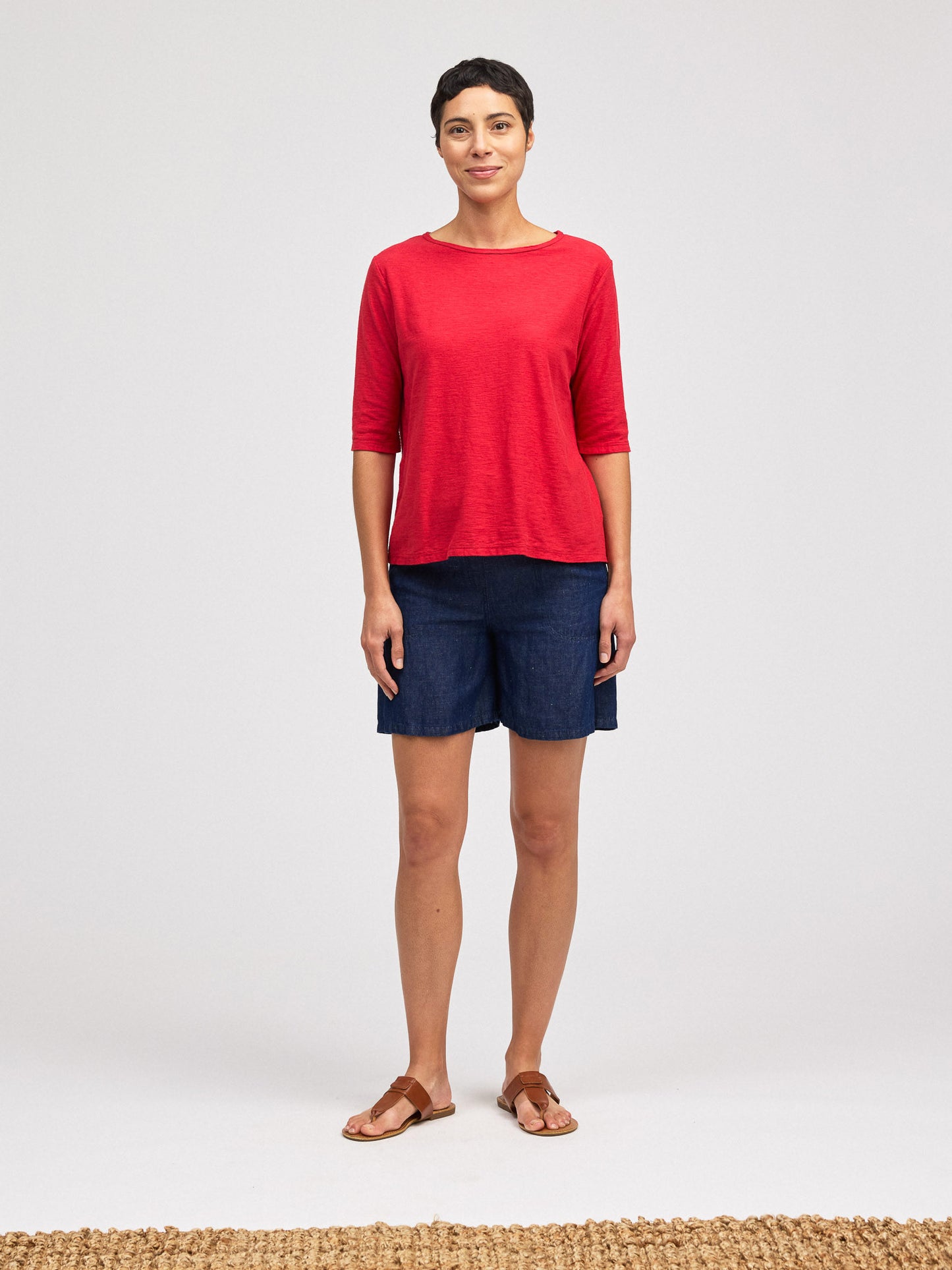 Elbow Sleeve Top in Linen Cotton by Cut-Loose