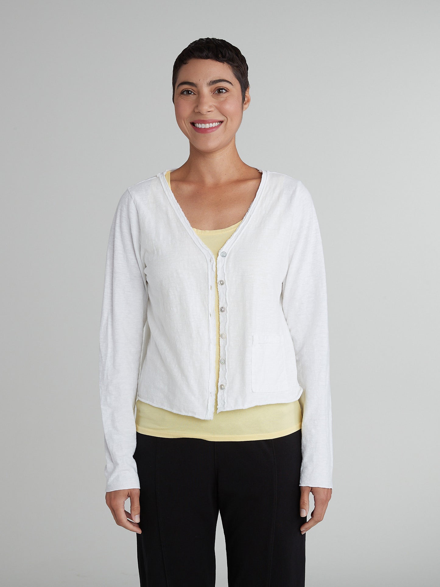 Crop Pocket Cardigan in Linen Cotton by Cut-Loose