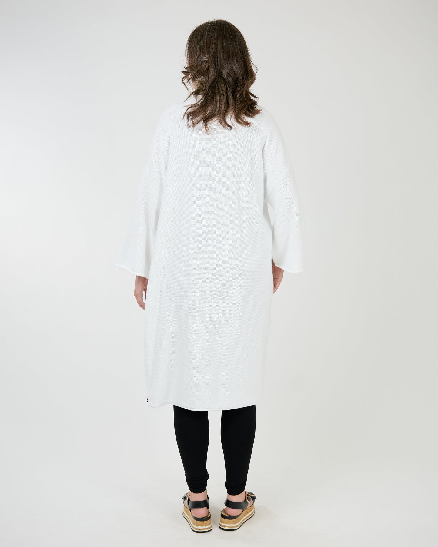 Evelina Cardigan in White Up-cycled Denim and Yarn by Shannon Passero
