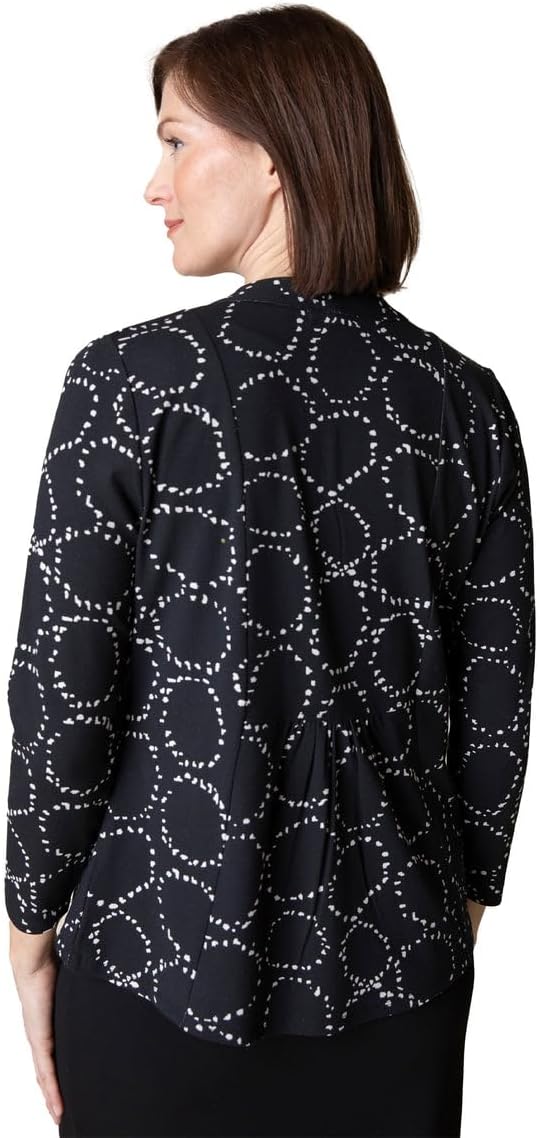 Core Travel Shirred Back Open Front Cardigan in Circle Print by Habitat