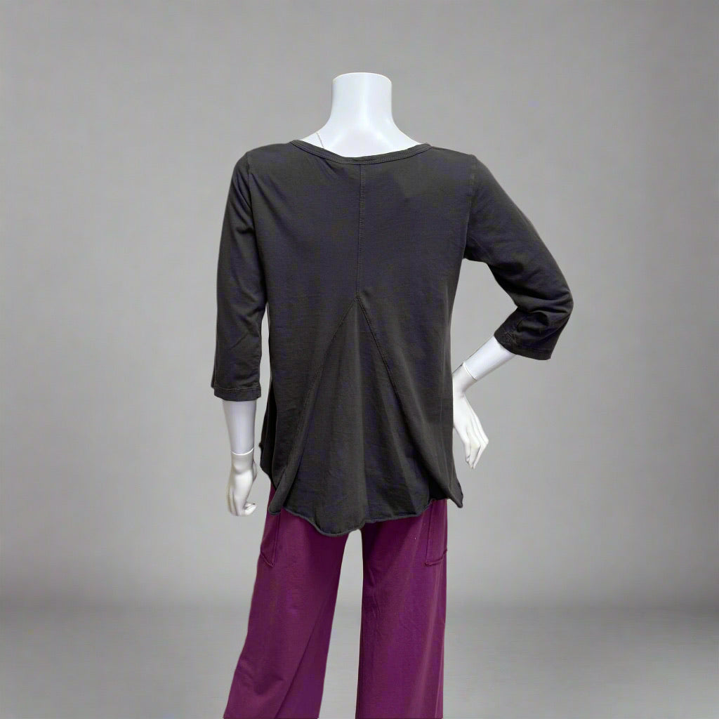 Godet Back 3/4 Sleeve Tee in Jersey Cotton by Prairie Cotton