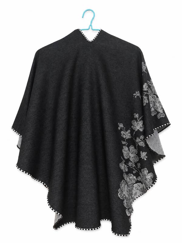 Reversible Roses Short Loop Wrap in Gray & Black by Winding River