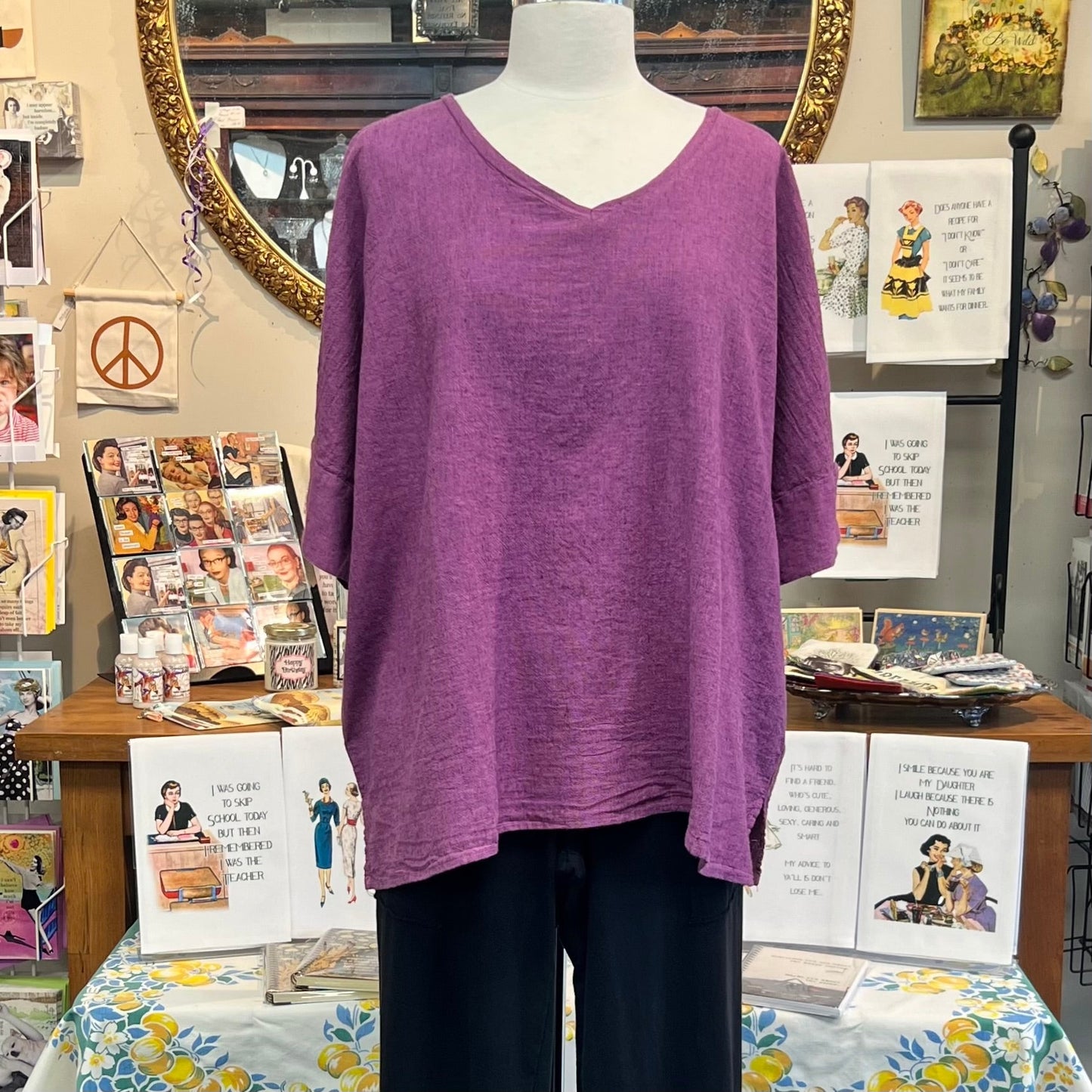 Shop great linens by Cut-Loose at Victoria Susan Wearable Art in Camden SC. Great for Travel. Linen Shirts.