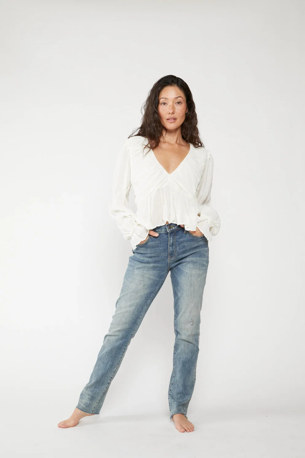 Crosby High Rise Relaxed Taper Denim Jean in Petite by Oliver Logan