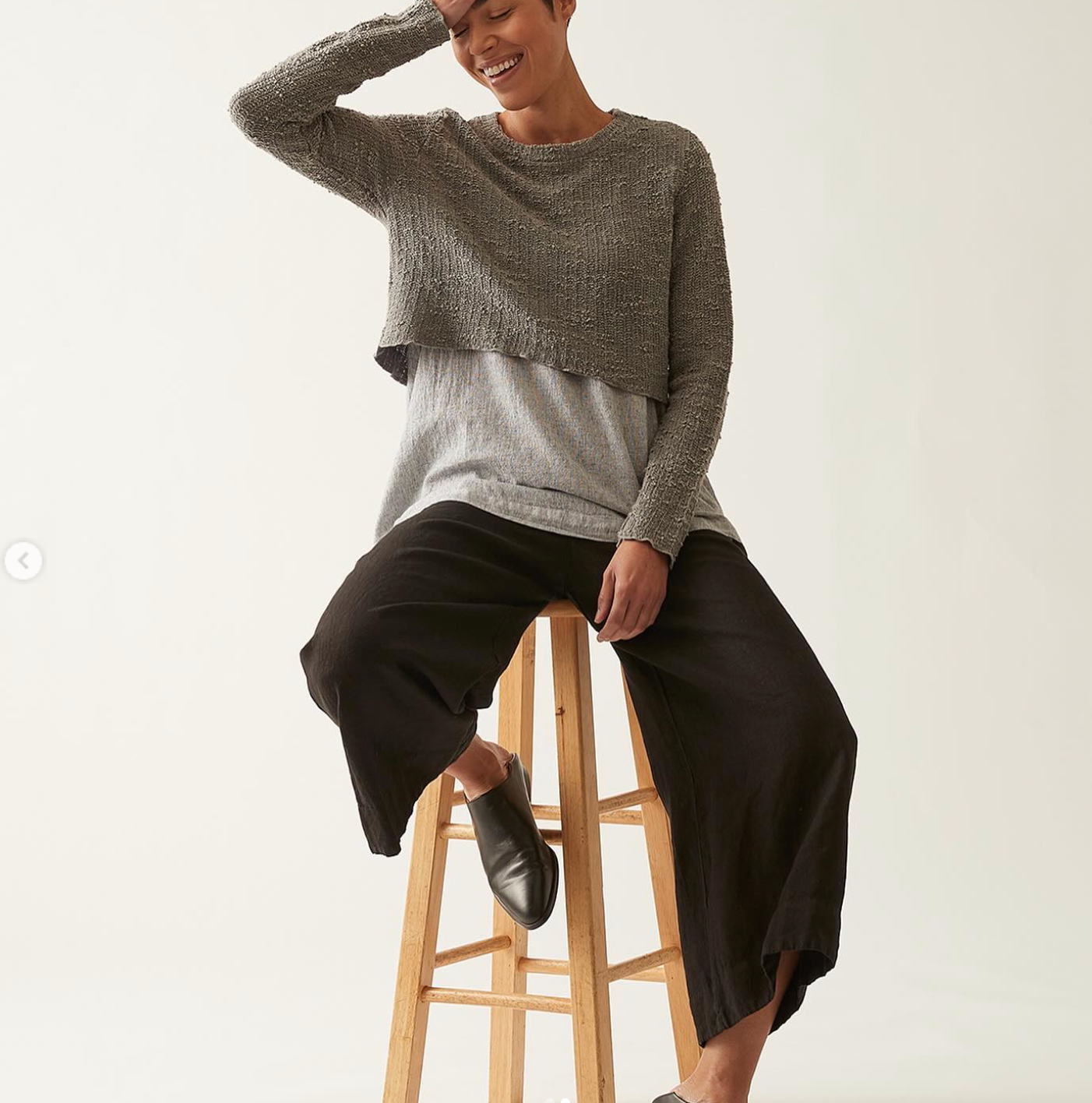 Textured Knit Crop Sweater by Cut-Loose - CLOSEOUT