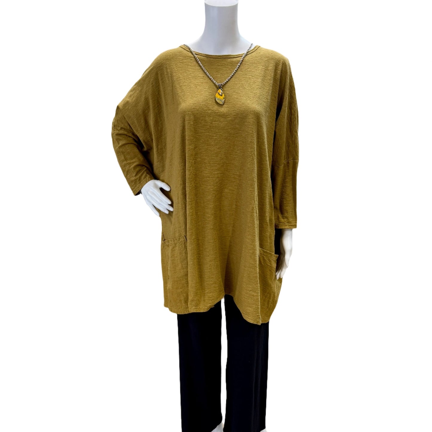 One Sized 2 Pocket Pullover Top in Linen Cotton by Cut-Loose
