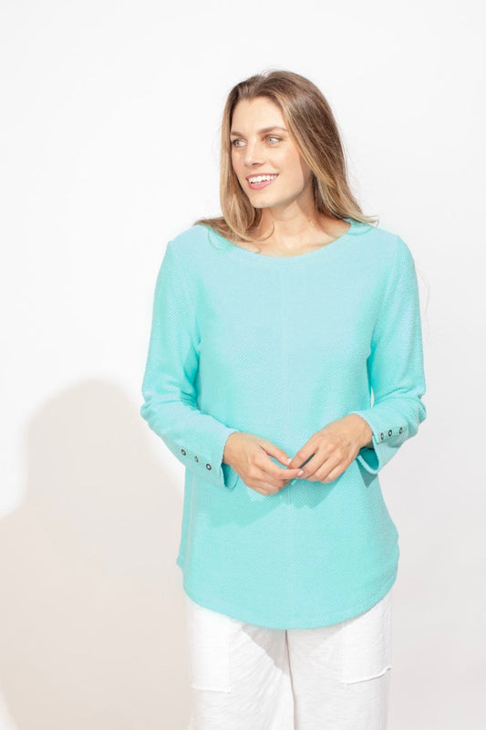 Stay cool and cozy in our Escape by Habitat 20017 Cool Breeze Terry Boat Neck Pullover. Made with breathable Cool Breeze Terry fabric, this pullover offers ultimate comfort while its boat neck design adds a touch of style. Perfect for a casual day out or a night in. Victoria Susan Wearable Art in Camden SC. Clothes for Travel