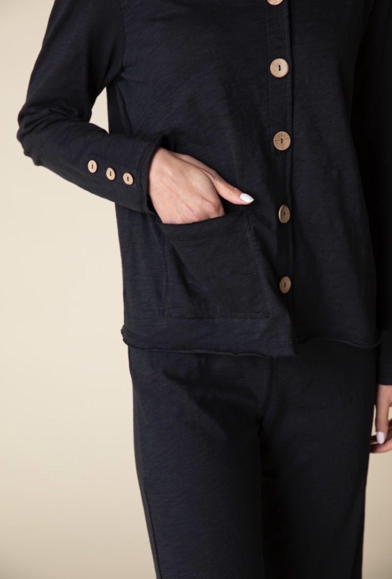 Pebble Rolled Edge Cardigan in Peruvian Cotton by Habitat