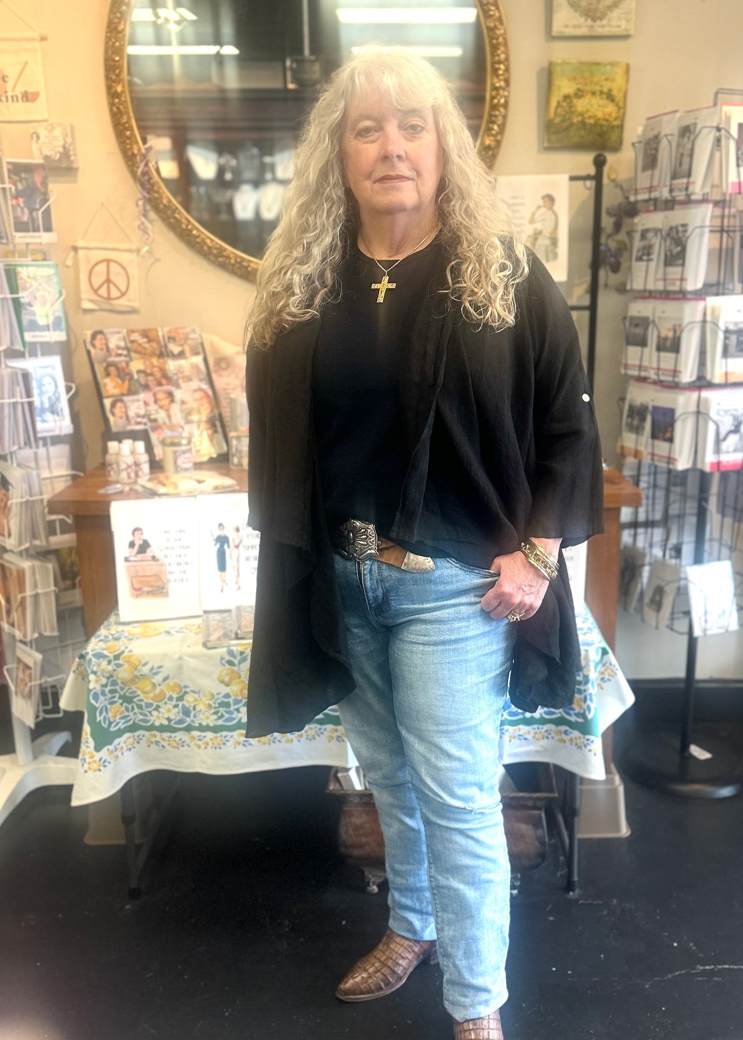 Midi Duster in Black Linen by Saga