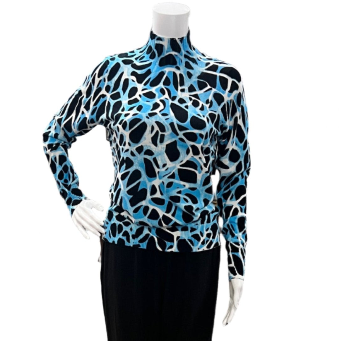 Mock Neck Print Top by Alison Sheri