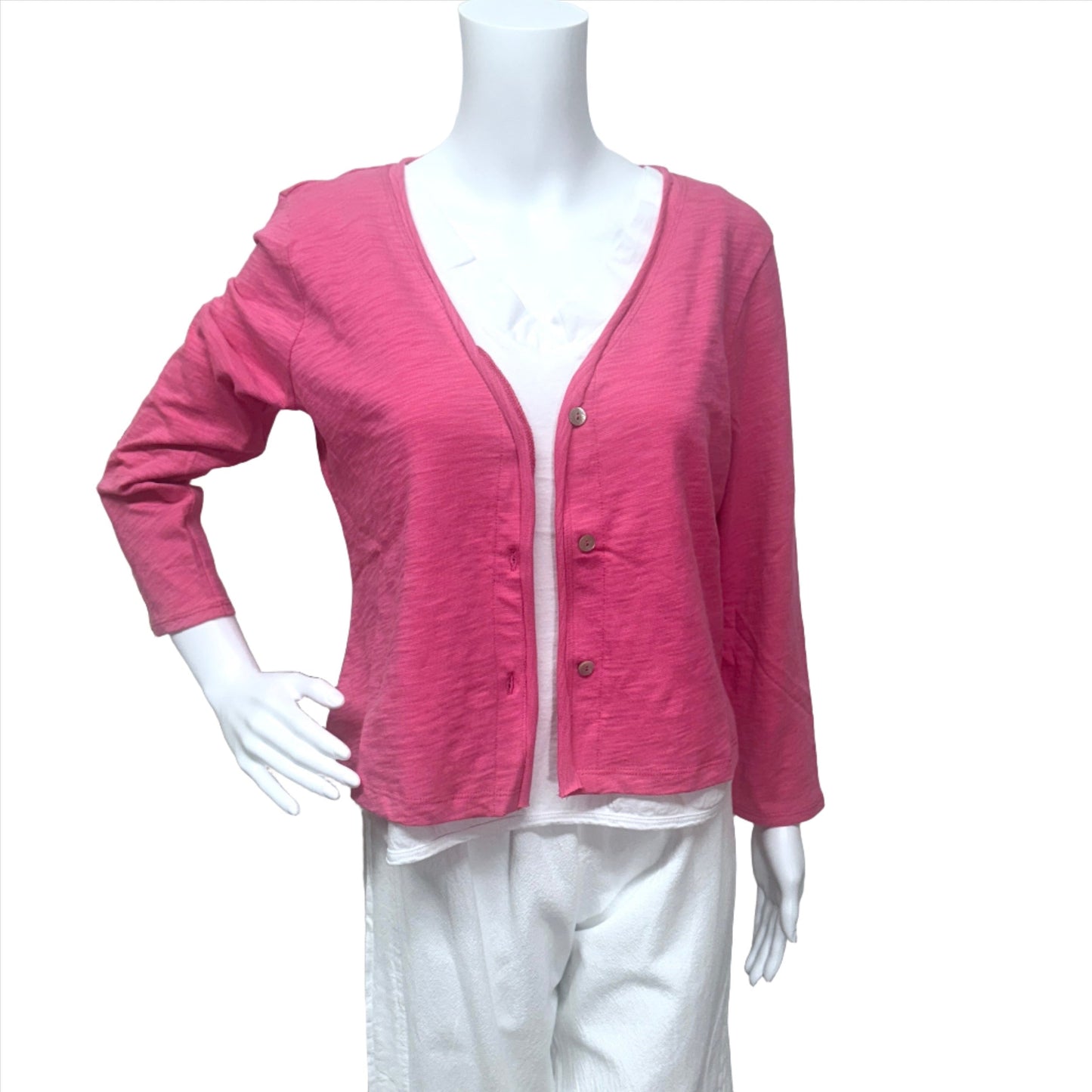 Escape by Habitat at Victoria Susan Wearable Art. Easy Jacket in Watermelon Easy Jacket 10060 by Escape by Habitat. Cotton Easy Jacket. Cardigan for Travel Wear. Resort Wear for Women. Travel Wear for Women. Fashion for women over 50 Victoria Susan Wearable Art