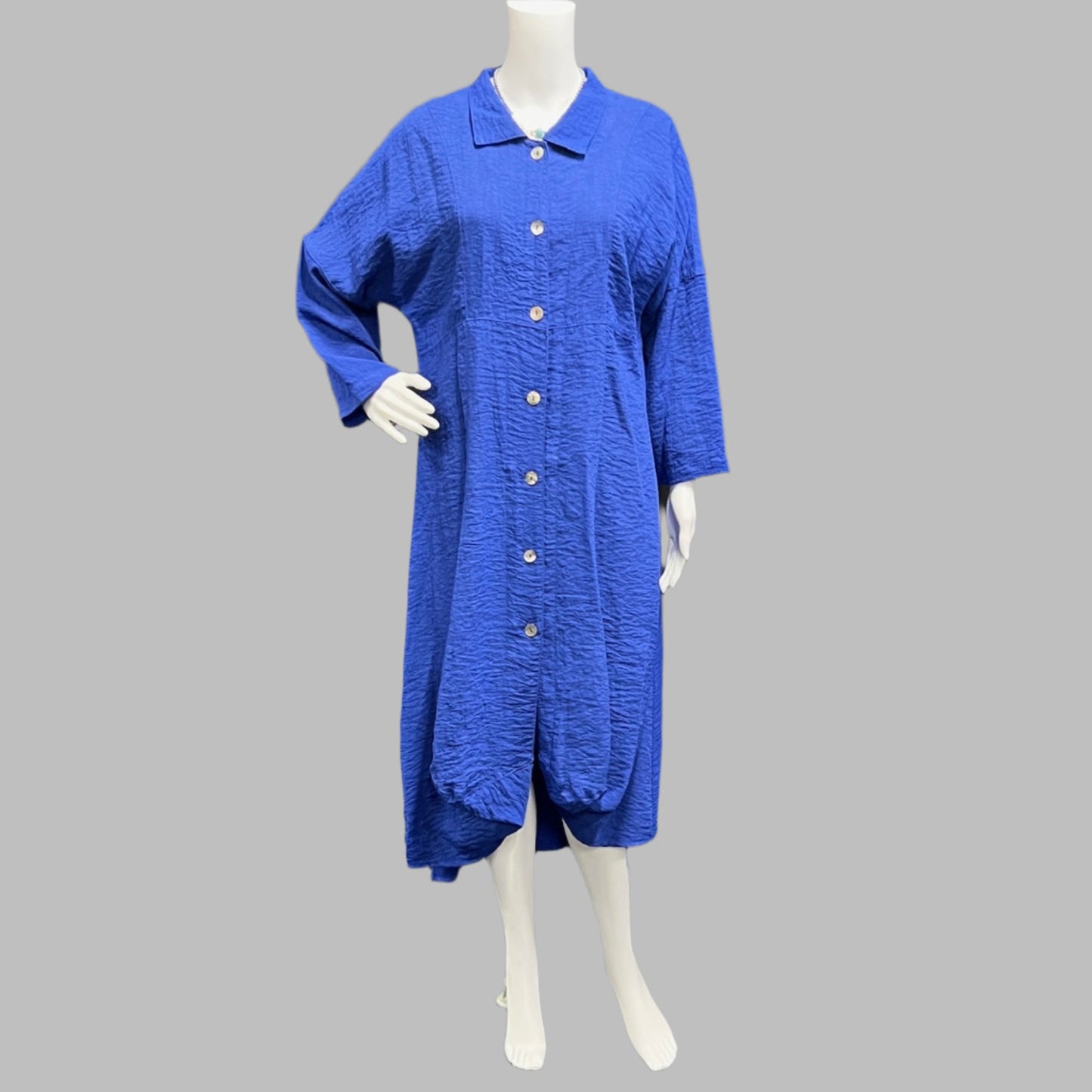 Eleven Stitch Design Crinkle Duster at Victoria Susan Wearable Art. Ladies Clothing Store in downtown Camden SC