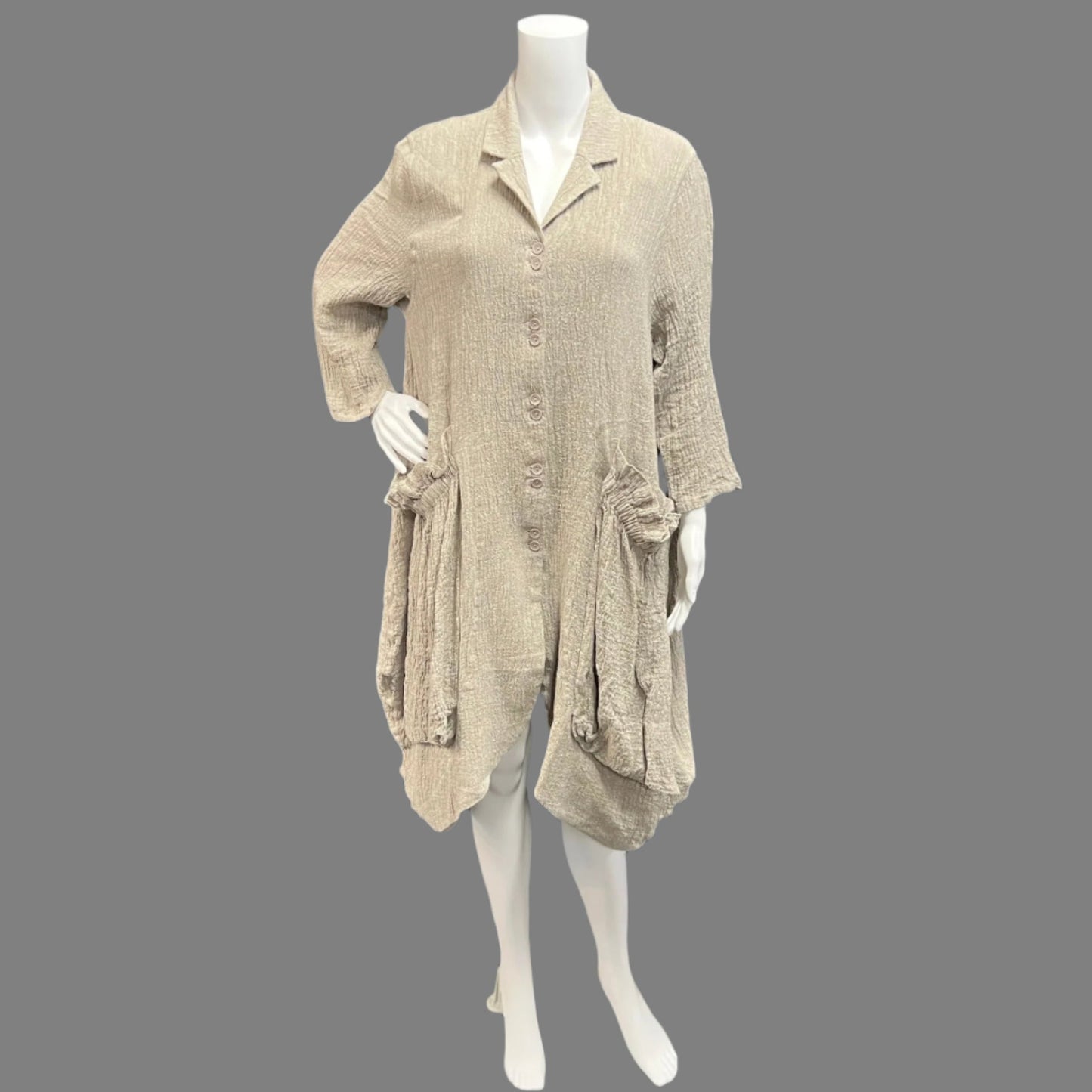 Button Up Pocket Duster in Linen by Cheyenne