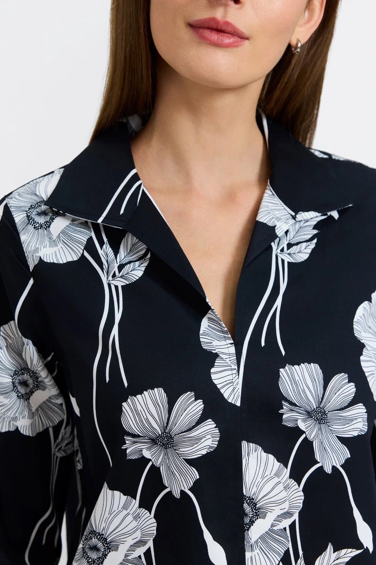 Agnes Poppy 3/4 Sleeve Popover Shirt by Foxcroft