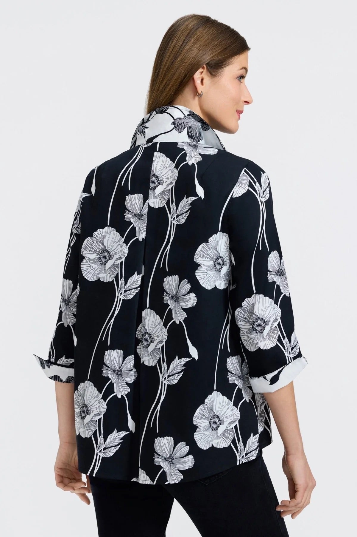 Agnes Poppy 3/4 Sleeve Popover Shirt by Foxcroft