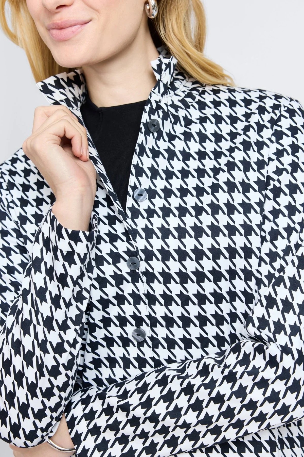 Carolina Classic Houndstooth Long Sleeve Shirt Jacket by Foxcroft