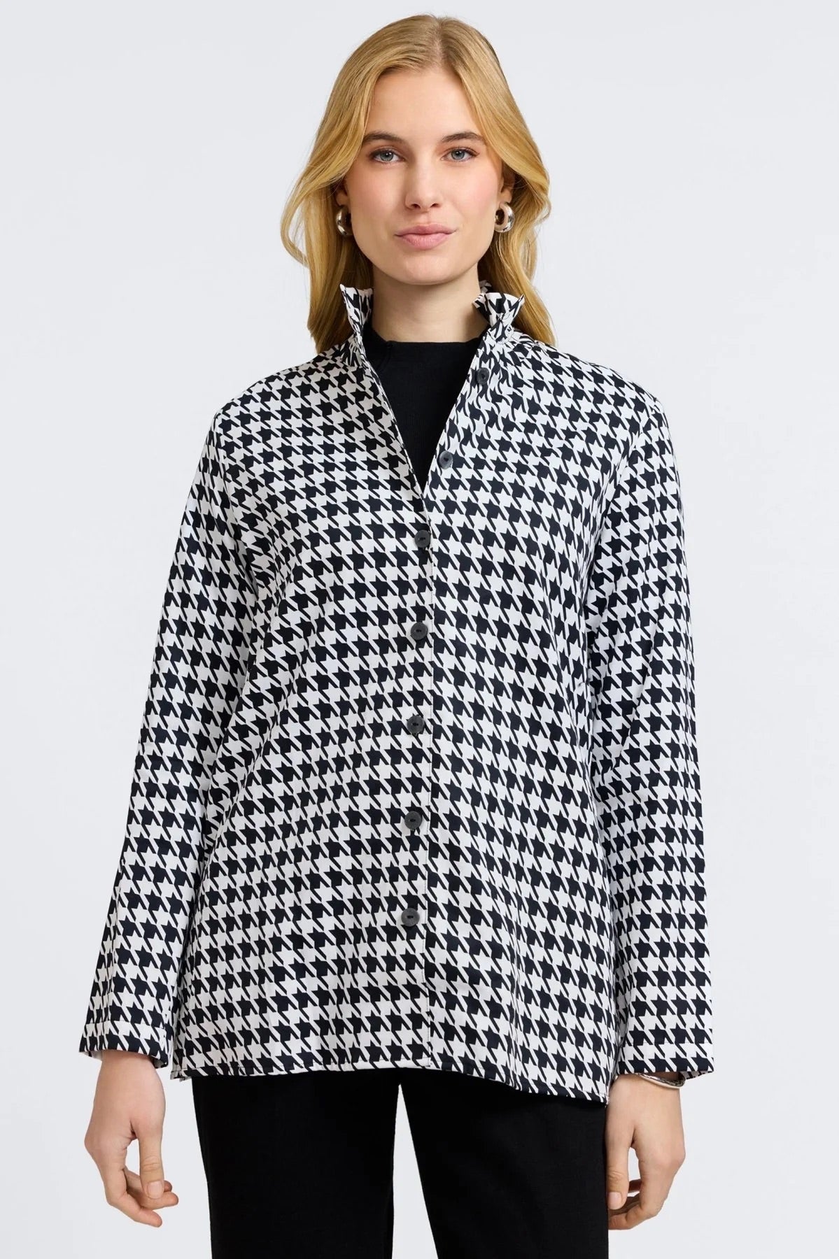 Carolina Classic Houndstooth Long Sleeve Shirt Jacket by Foxcroft