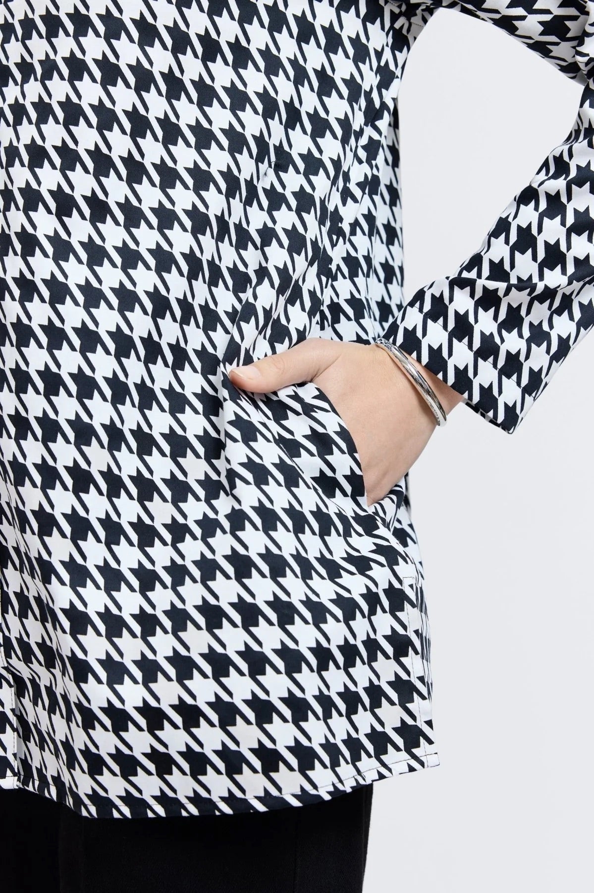 Carolina Classic Houndstooth Long Sleeve Shirt Jacket by Foxcroft