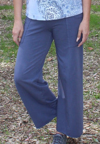 Raw Edge Full Pant in Coffee Stretch Terry Cotton by Prairie Cotton