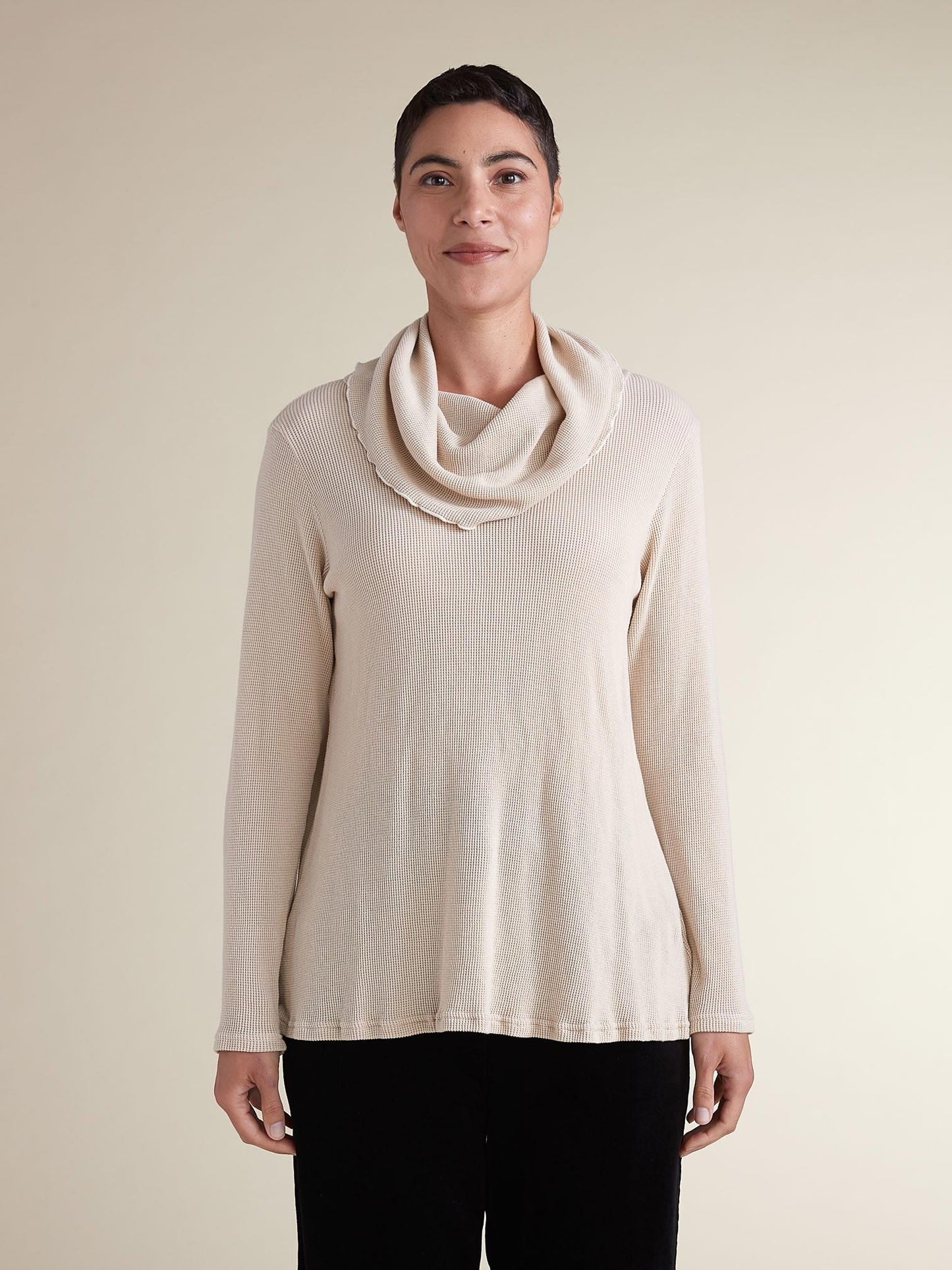 Cowl Neck Pullover in Thermal by Cut-Loose