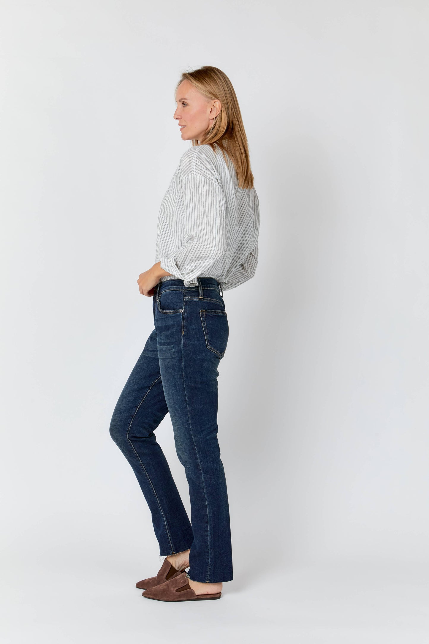 Crosby High Rise Relaxed Taper Denim Jeans by Oliver Logan
