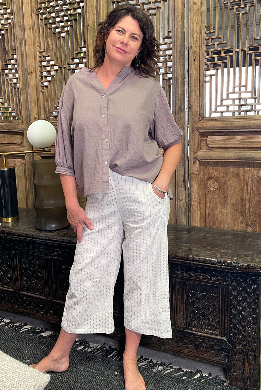 Naples Pant in Ivory Raw Cotton by KVL Limited Edition Collection. KVL at Victoria Susan Wearable Art.