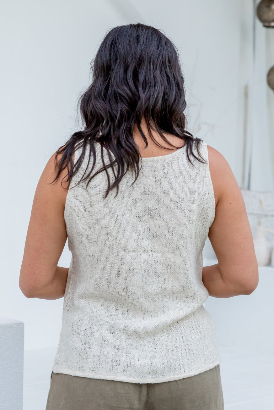 CATANIA TANK TOP in Raw Cotton by KVL Limited Edition Collection at Victoria Susan Wearable Art