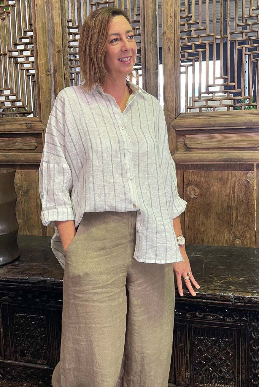TARRANTO BLOUSE in Raw Linen by KVL Limited Edition Collection at Victoria Susan Wearable Art