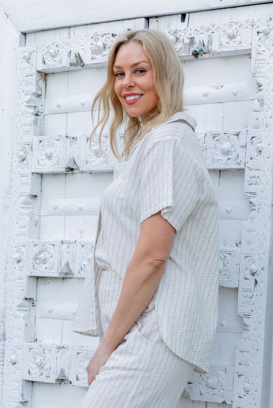 Naples Blouse in Raw Cotton by KVL Limited Edition Collection at Victoria Susan Wearable Art