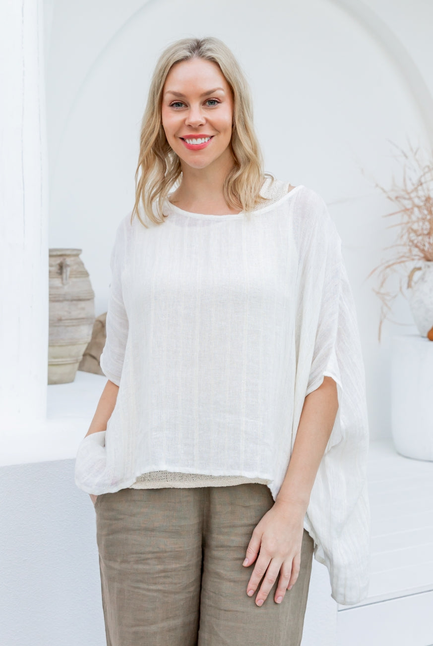 Valento Top in Raw Linen by KVL Limited Edition Collection at Victoria Susan Wearable Art
