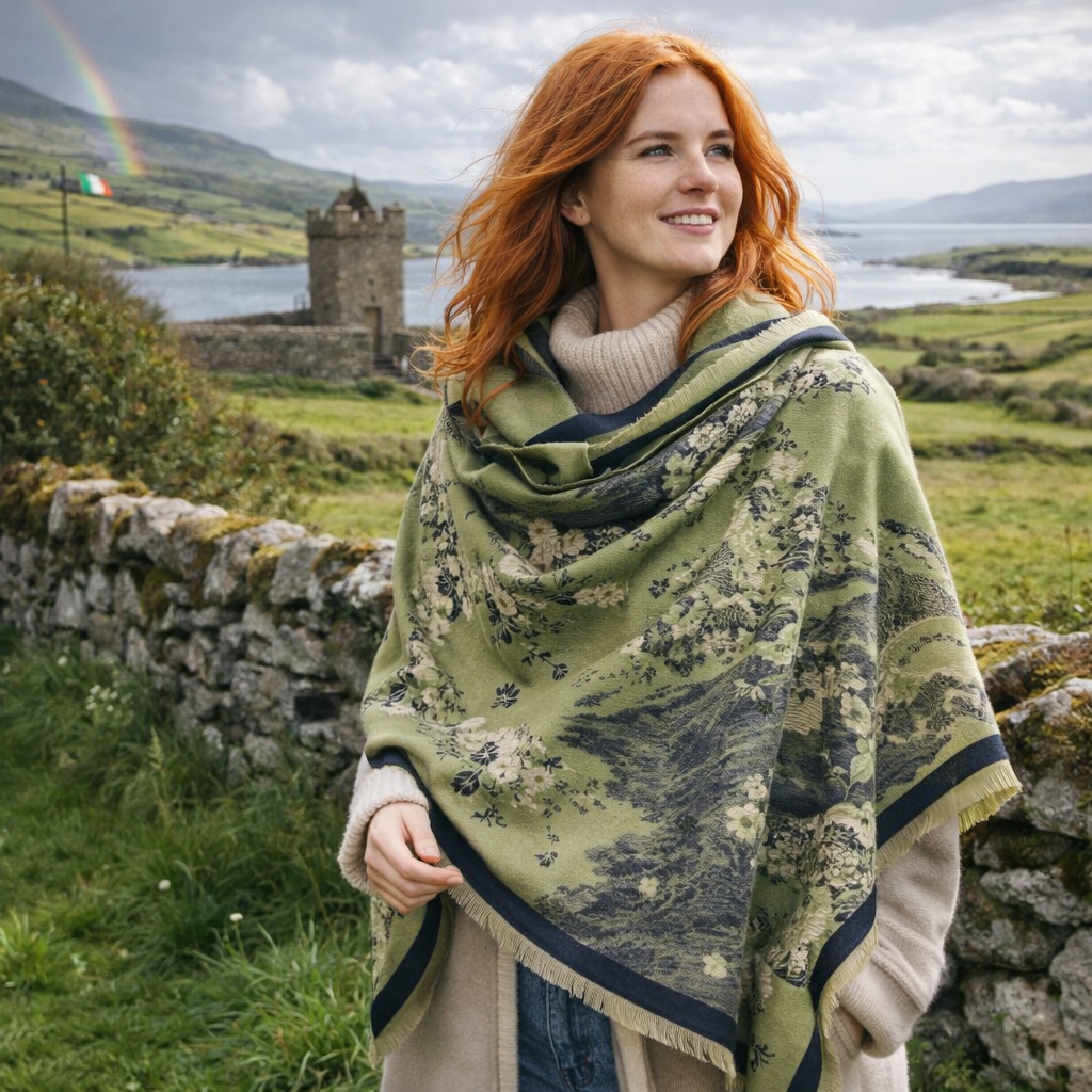 Bouquet Reversible Wrap in Equestrian Green & Black by Winding River