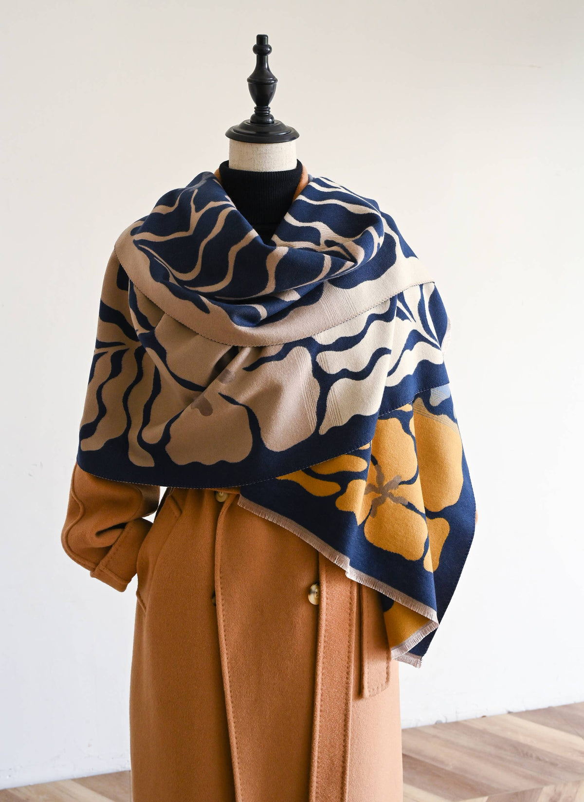 Marsh Fern Reversible Wrap in Blue & Camel by Winding River