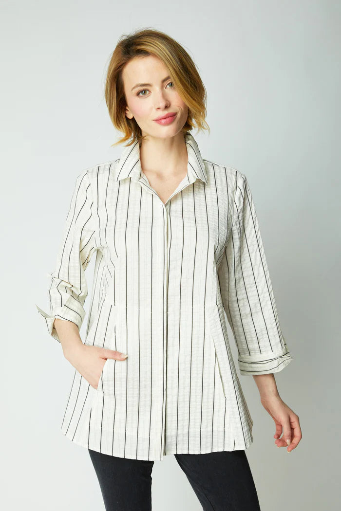 Hidden Placket Shirt in East Sides Stripe by Habitat