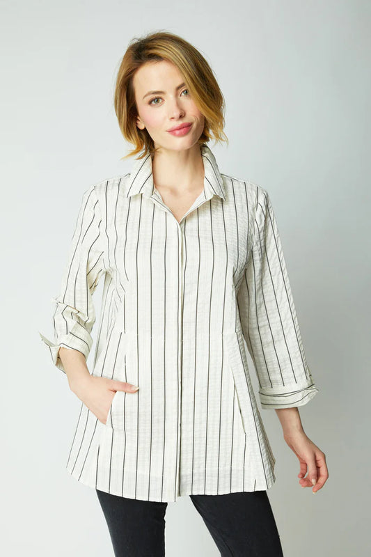 Hidden Placket Shirt in East Sides Stripe by Habitat