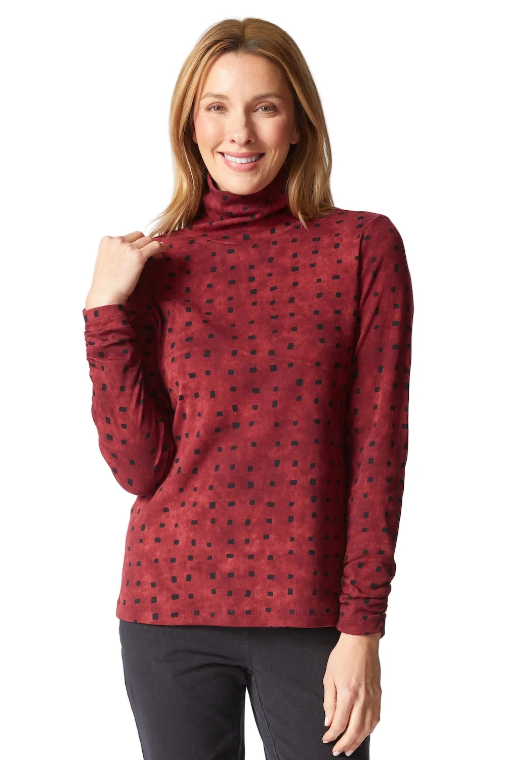 Ruched Turtleneck in Pima Cotton by Habitat