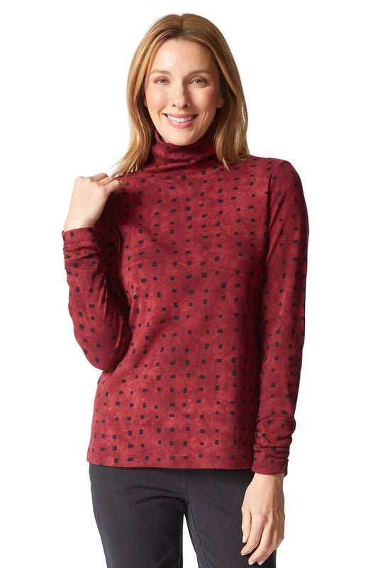 Ruched Turtleneck in Pima Cotton by Habitat