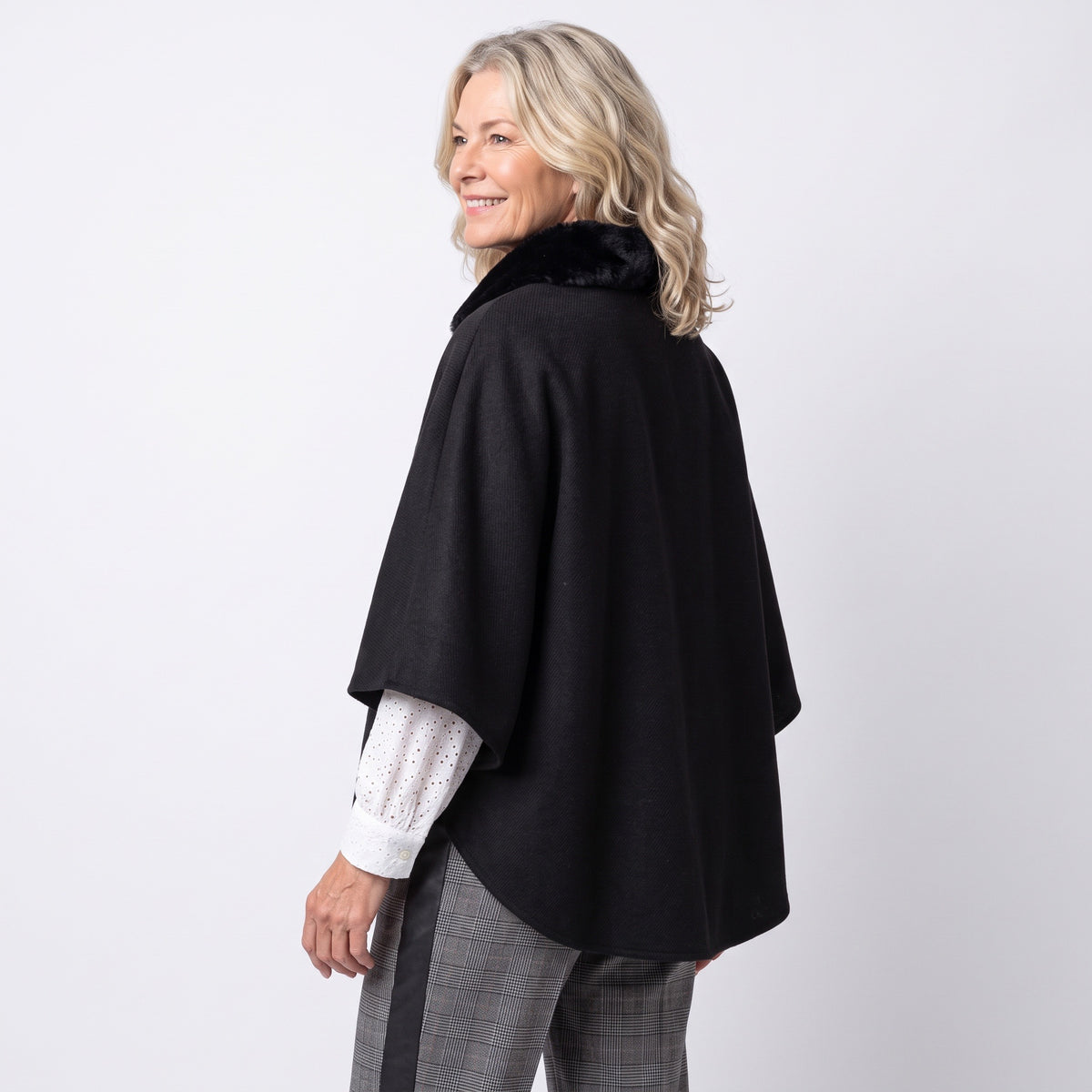 Faux Fur Collar Wrap in Black by M Made in Italy