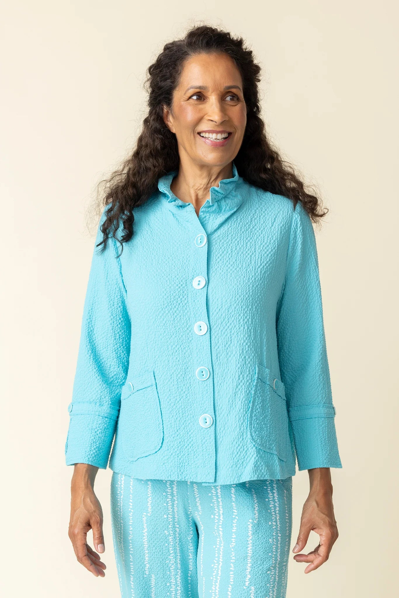 Ruched Collar Swing Jacket by Habitat