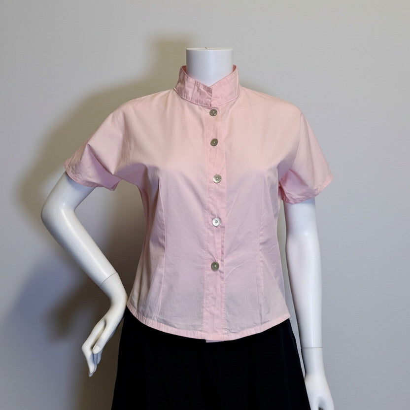 Short Sleeve Collar Shirt in Organic Cotton Poplin by Bryn Walker CLOSEOUT