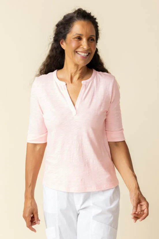 Cotton Pebble Split Neck Tee by Habitat
