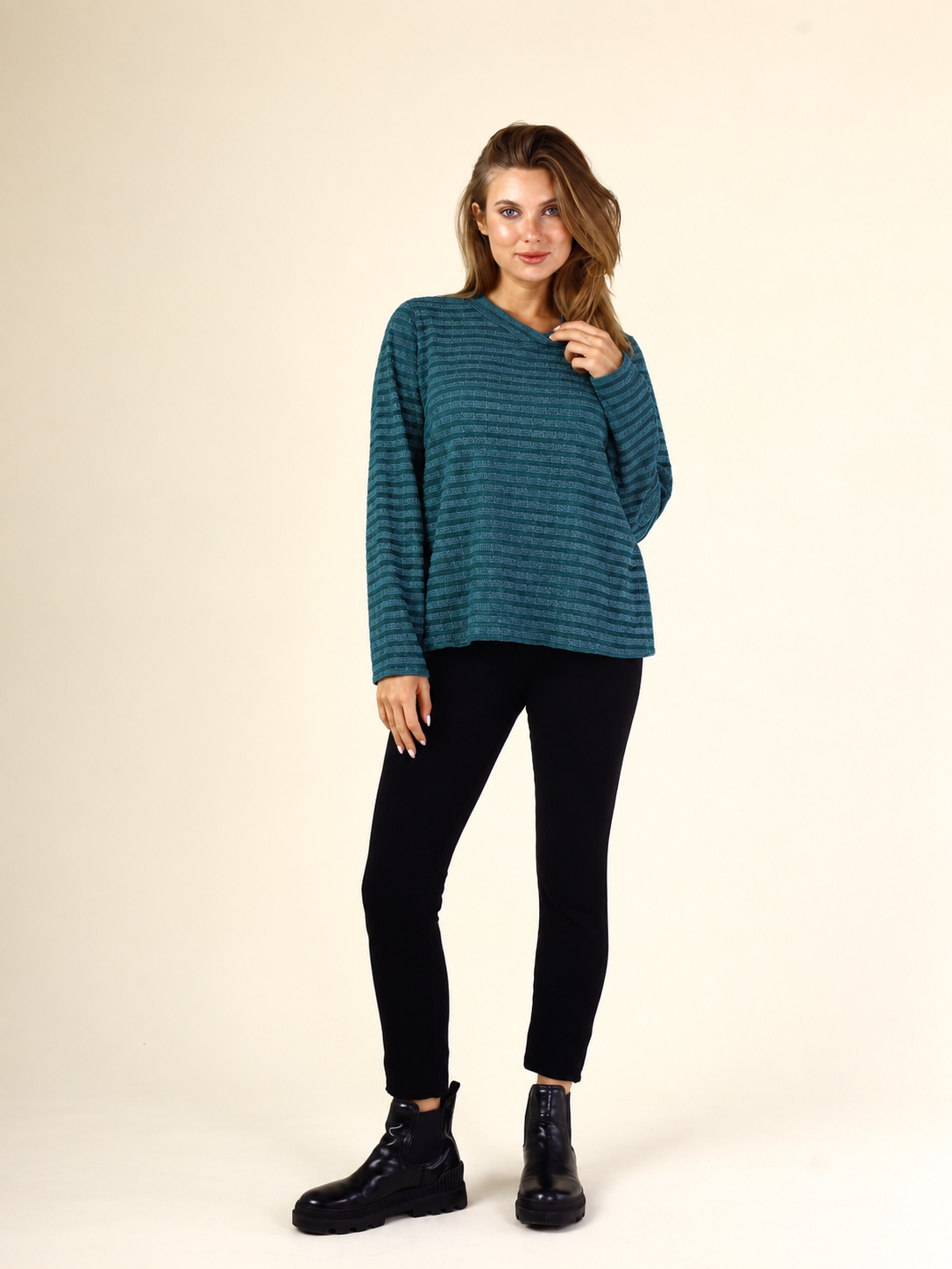 Simple Top in Garment Dyed Stripe by Fenini