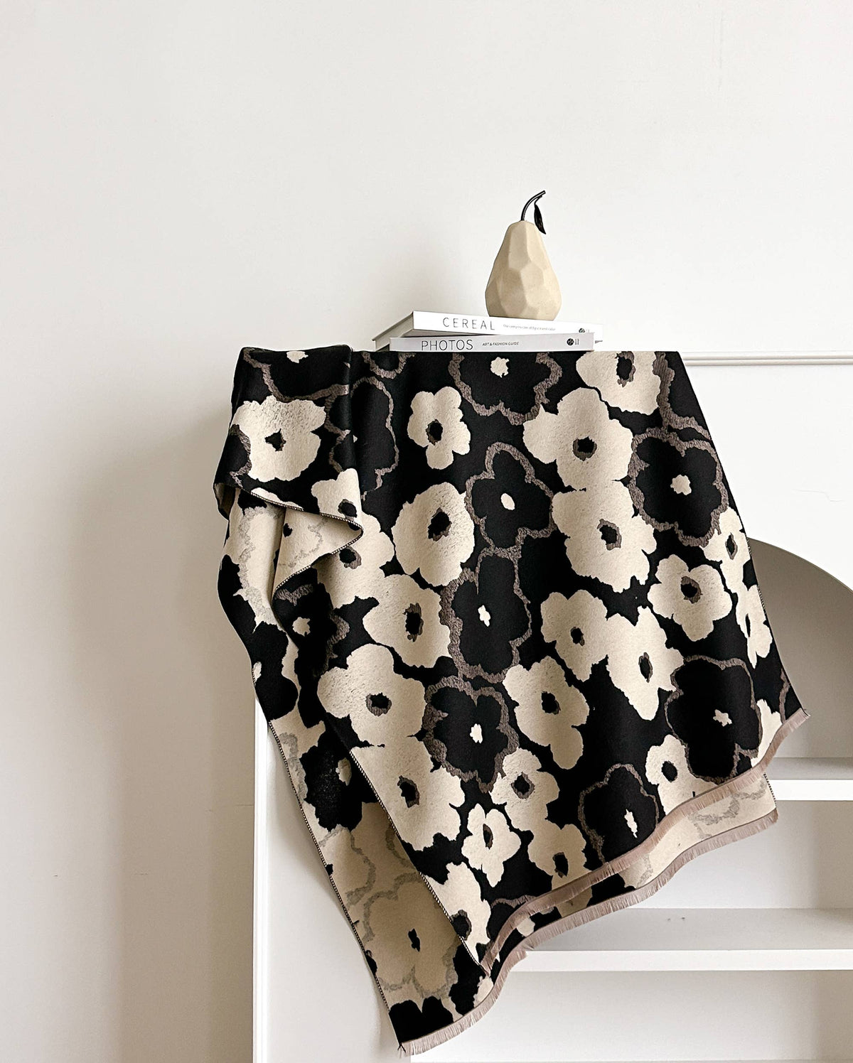 Drawn Rose Reversible Wrap in Black & White by Winding River