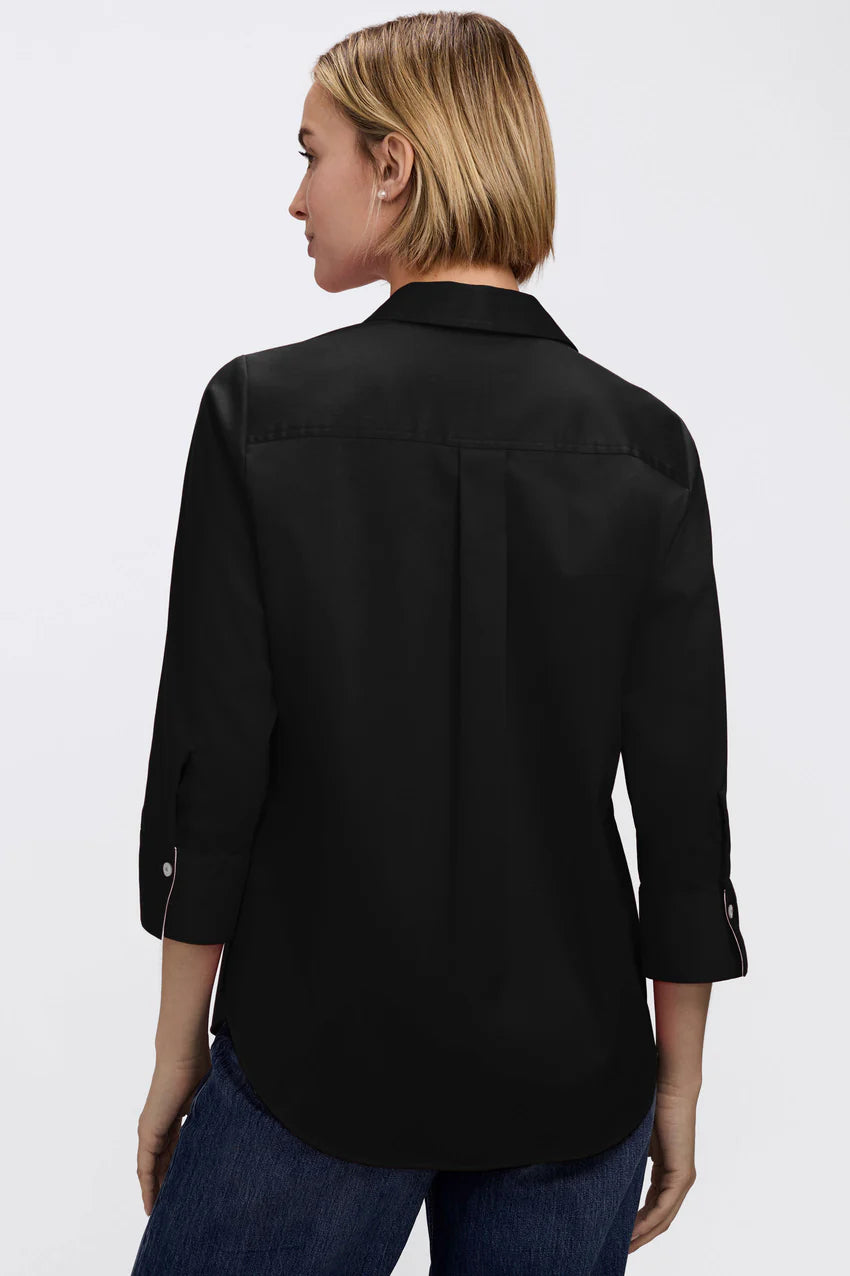 Charlie White Trim 3/4 Sleeve Shirt by Foxcroft