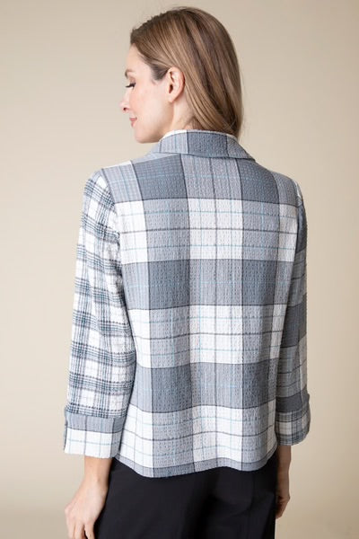 Girl Gone Plaid Mixed Pocket Shirt in Winter White by Habitat